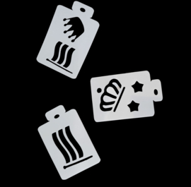 Koningsdag Schmink sjablonen set van 3     (5.5 x 7 cm)