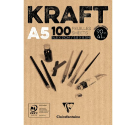 Oefenblok Kraft papier 100 vellen A5 formaat, Bruin