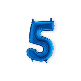 Folieballon Cijfer 5 Blauw 36 cm   (lucht)
