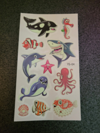 Water Tattoo Zeedieren-YS-04 Glow in the dark (black light nodig)