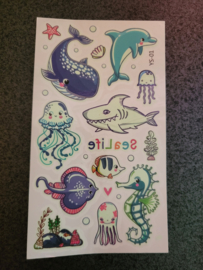 Water Tattoo Zeedieren-YS-01 Glow in the dark (black light nodig)
