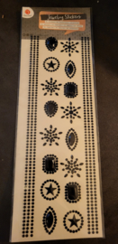 Zwart diverse steentjes  op vel  28 x 10 cm zelfklevend