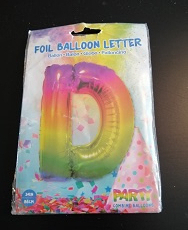 Folieballon Letter D  Rainbow 86 cm  lucht en helium geschikt