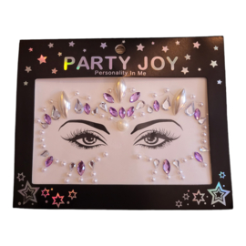 Party Joy Face Jewels Purpel-Zilver-Pearl