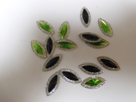 Ovaal groen zwart 2 cm set van 15 stuks
