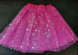 Donker Roze rokje Tule met sterren  voor kinderen van 3-4 jaar  (31 cm)