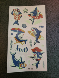 Water Tattoo Zeedieren-YB-02 Glow in the dark (blacklight nodig)