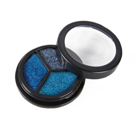 Jofrika Trio Glitter  twee koele blauwtinten en donker zilver 4,5 cm