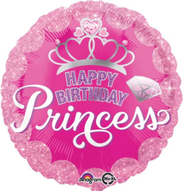Folieballon Happy Birthday Princess 43 Cm Roze