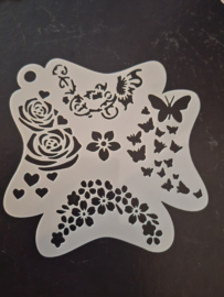 Vlinder met bloemen   15 x 15 cm
