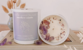 Kaars met amethyst kristallen
