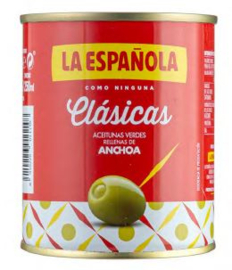 Spaanse Olijven met Ansjovis , La Española (pak van 3 blikjes 350 gram)