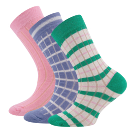 Ewers 3-pack sokken roze/lila/groen