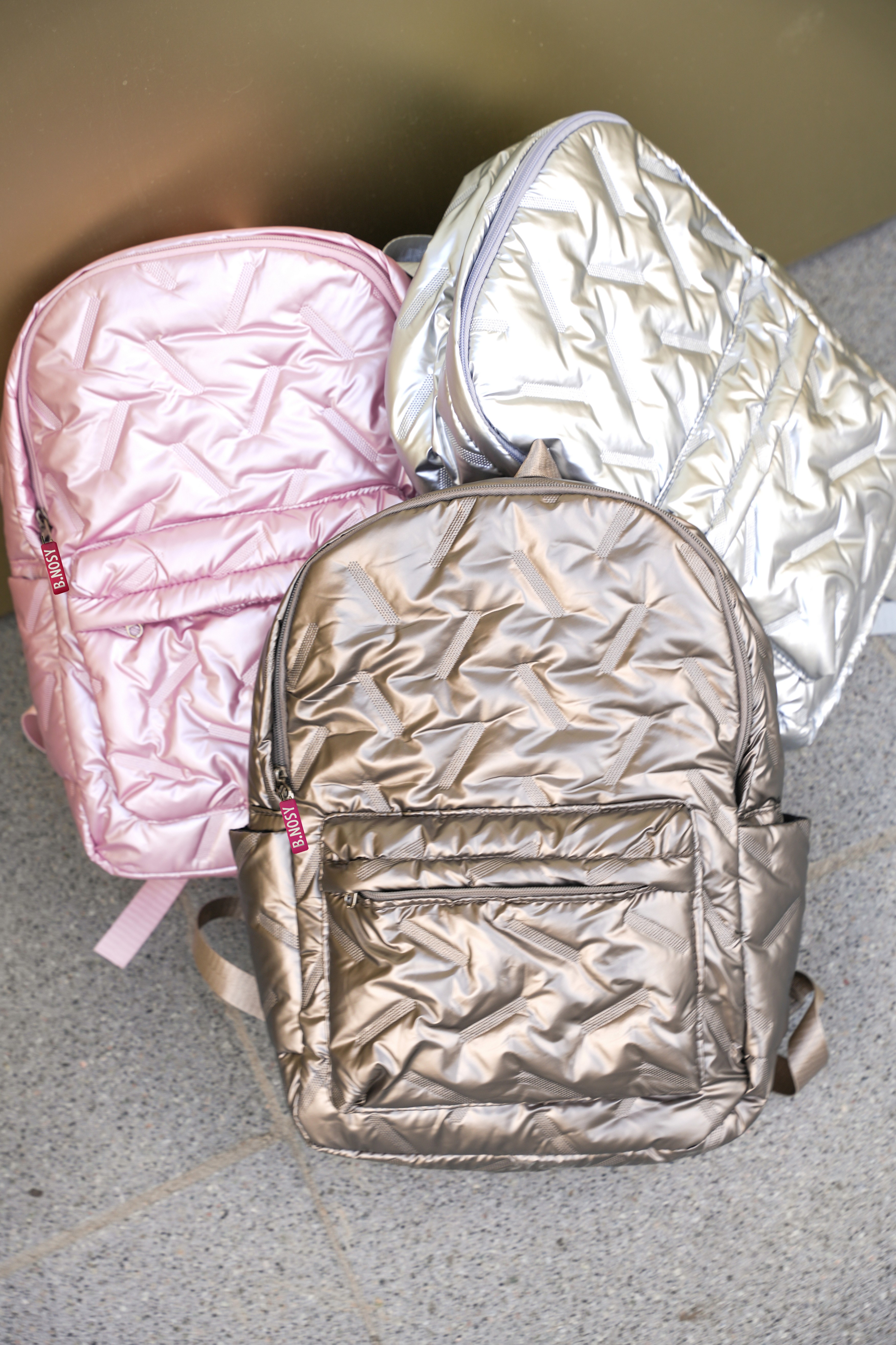 B.Nosy Metallic Silver Backpack