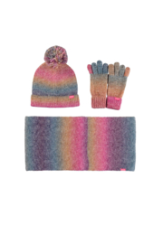 B.Nosy Girls multi color gradiënt set beanie, scarf and gloves