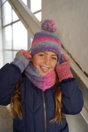 B.Nosy Girls multi color gradiënt set beanie, scarf and gloves