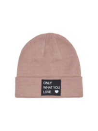 ONLY KONMADISON LOGO BEANIE roze