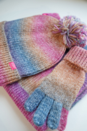B.Nosy Girls multi color gradiënt set beanie, scarf and gloves
