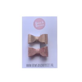 Haarstrikjes Mini Ari – Bronze/Cherry Pink