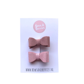 Haarstrikjes Mini Ari – Dark Cherry/Glitter Pink