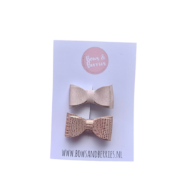 Haarstrikjes Mini Ari – Cream/Glitter Rose