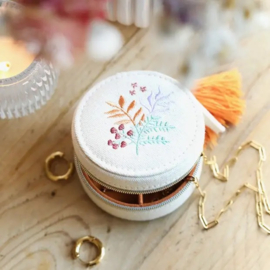 Mini ronde linnen sieraden doosje
