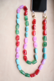 Phone chain rood/roze/groen