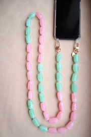 Phone chain - roze/groen