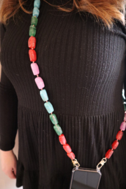 Phone chain rood/roze/groen
