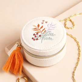 Mini ronde linnen sieraden doosje