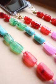 Phone chain rood/roze/groen