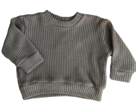 Big knit sweater army maat 74/80
