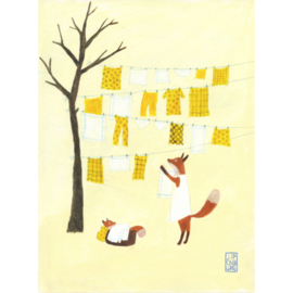 Postkaart A6 | Fox Baby laundry | 5 stuks