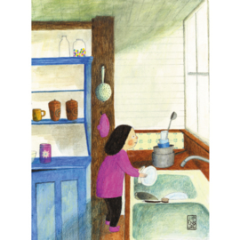Postcard A6 | Girl Kitchen | 1 card
