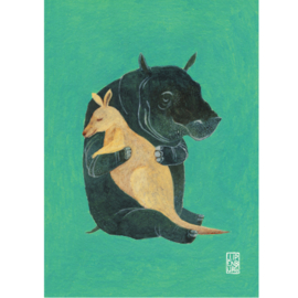 Postkaart A6 | Big Hug Hippo Blue | 1 kaart