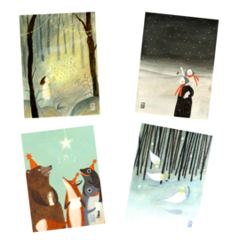 Postkaart A6 | Kerst Mix  B | 4 x 2 stuks