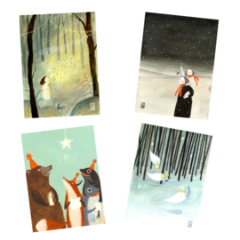 Postkaart A6 | Kerst Mix E | 4 x 2 stuks