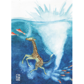 Postkaart A6 | Diving Giraffe | 1 stuk