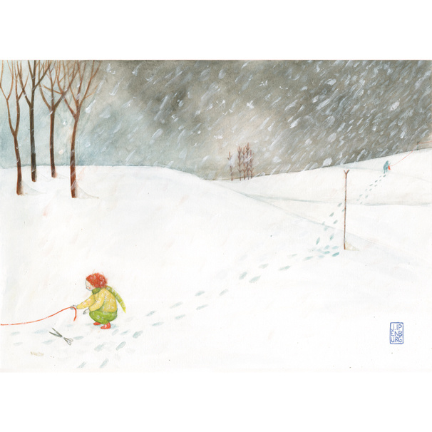 Kleine poster A4 | Girl in snow