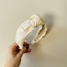 Knoop Haarband Off White Bloemen