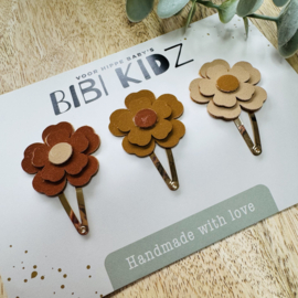 Setje Haarspeldjes Bloemen  Oker
