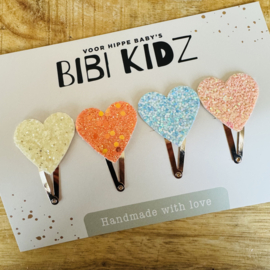 Setje Haarspeldjes Lente Hartjes Glitter