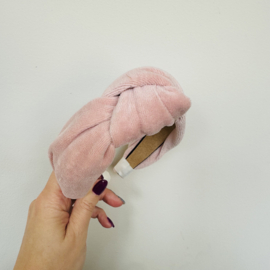 Knoop Haarband  Velours Nude Roze
