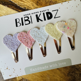 Setje  Haarspeldjes Hartjes Glitter