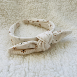 Strik Haarband Rib Beige Bloemen
