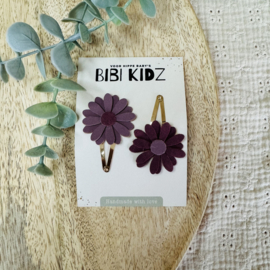 Setje Haarspeldjes Bloemen  Lila