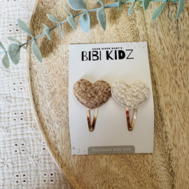 Haarspeld Hart Teddy Taupe/Naturel