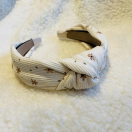 Knoop Haarband Rib Beige Bloem