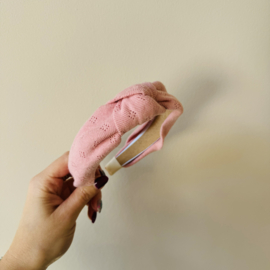 Knoop Haarband Roze Pointelle