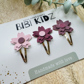Setje Haarspeldjes Bloemen Lila